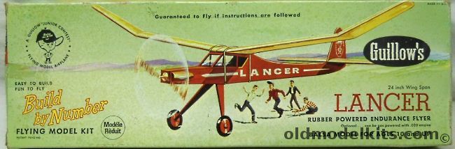 Guillows Lancer 24 Inch Wingspan Flying Model - Rubber Endurance or .020 Gas Powered, 604 plastic model kit